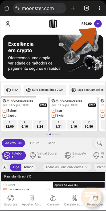 Captura de tela de como depositar passo 1.