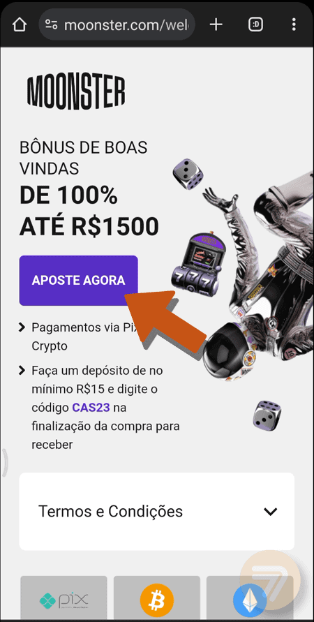 Captura de tela de como se registrar passo 1.