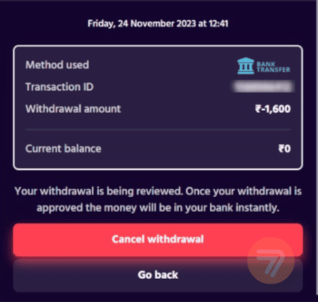 big boost pending withdrawal request.