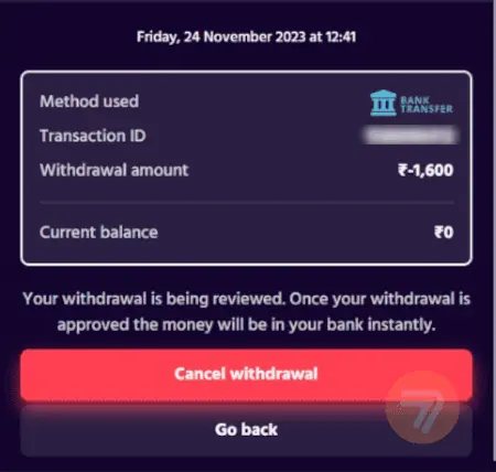 big boost pending withdrawal request.