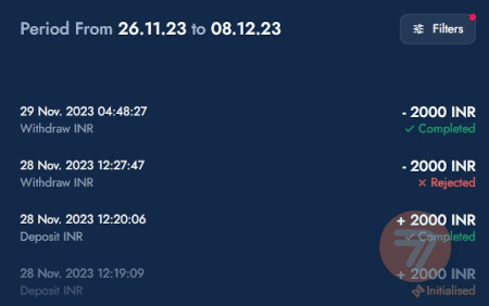 Bluechip withdrawal request history