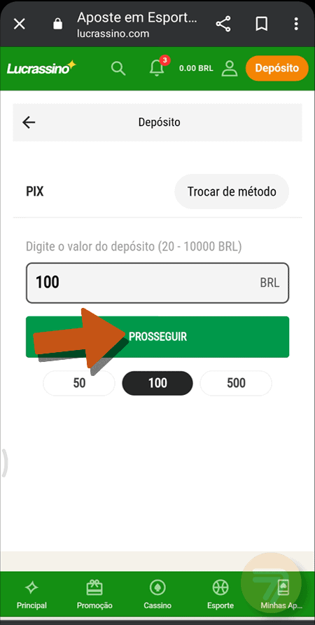 Captura de tela de como depositar passo 2.