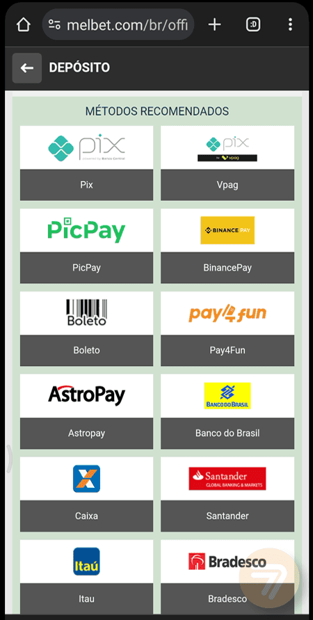 Captura de tela de como depositar passo 2.