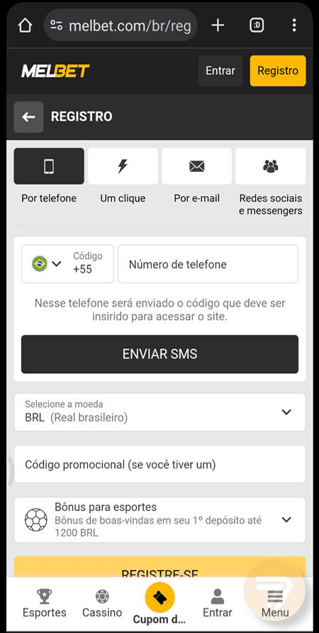 Captura de tela de como se registrar passo 2.