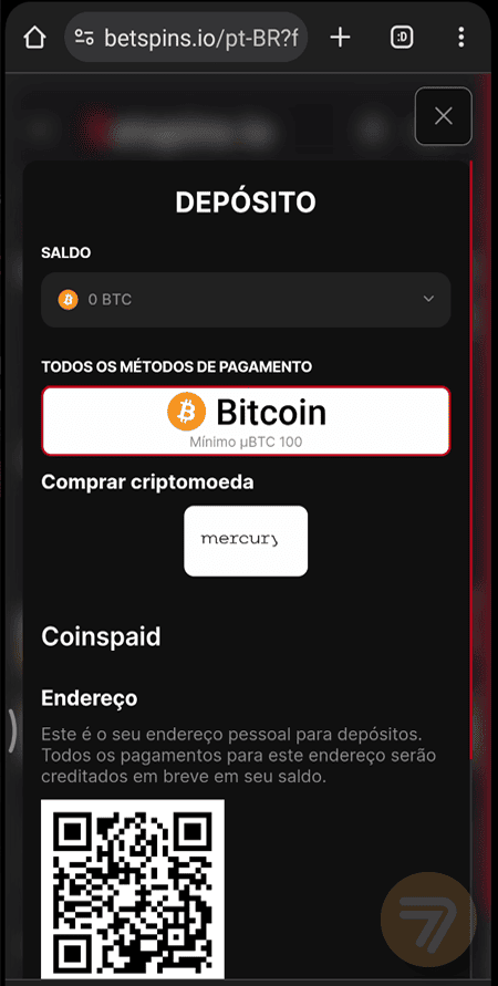 Captura de tela de como depositar passo 2.