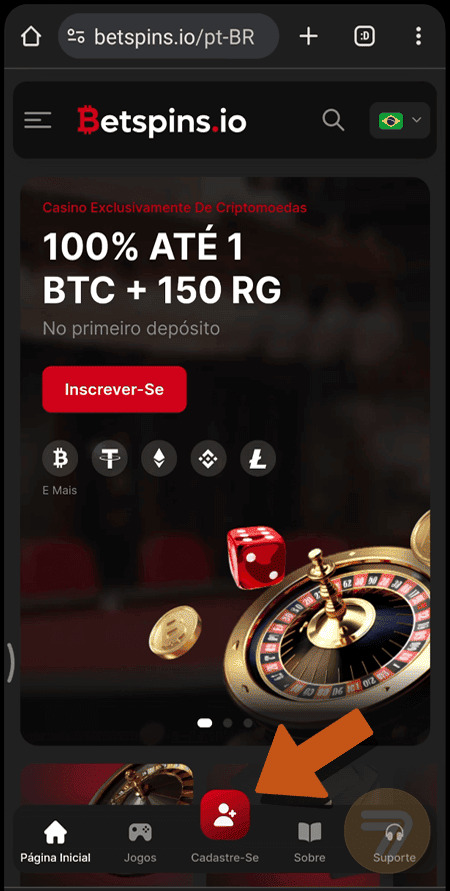 Captura de tela de como se registrar passo 1.