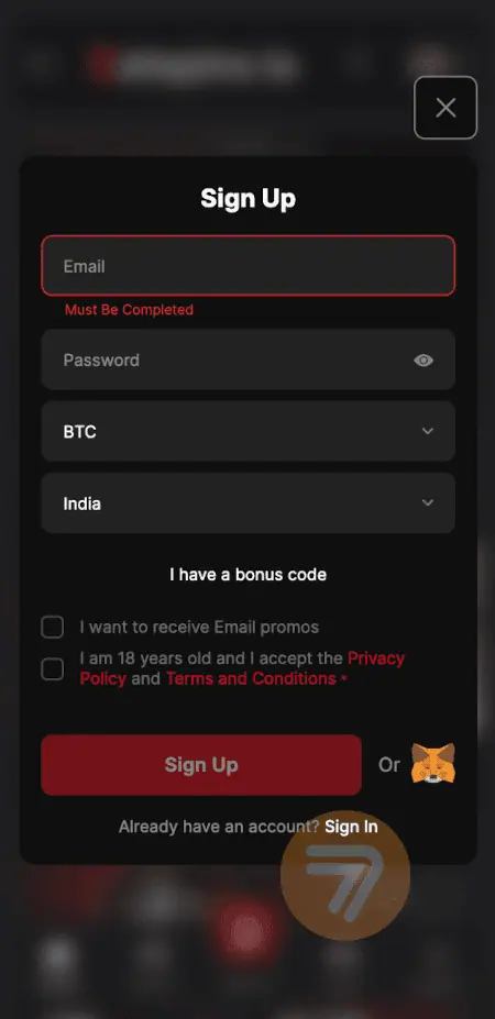 screenshot how to sign up step 2