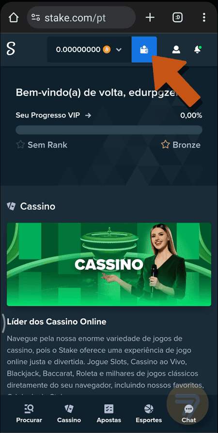 Captura de tela de como depositar passo 1.