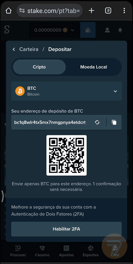 Captura de tela de como depositar passo 3.