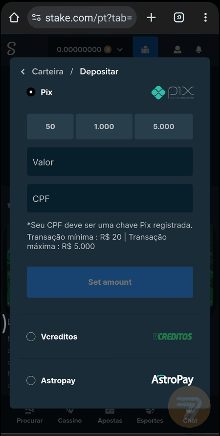Captura de tela de como depositar passo 4.