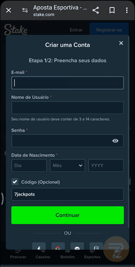 Captura de tela de como se registrar passo 3.