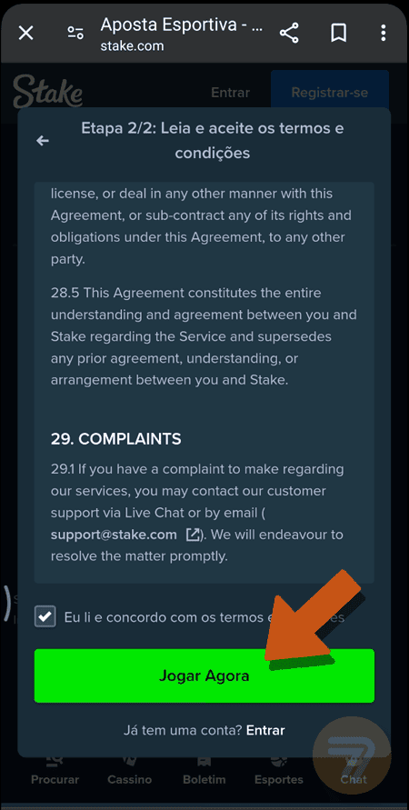 Captura de tela de como se registrar passo 4.