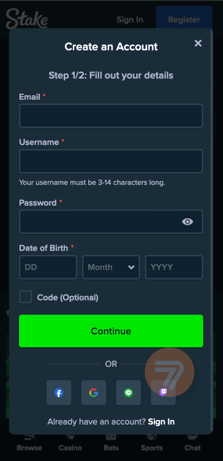 screenshot how to sign up step 2
