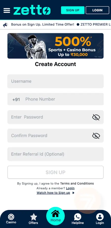 screenshot how to sign up step 2