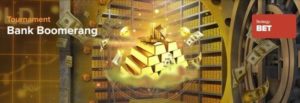 promo banner for the sol casino bank boomerang game. Gold bars in a pile on a background of more gold bars.