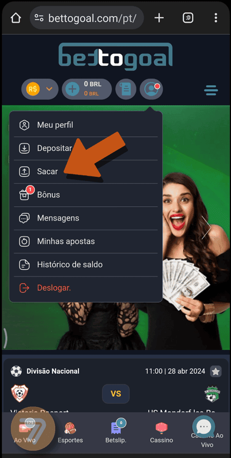Captura de tela de como sacar passo 2.