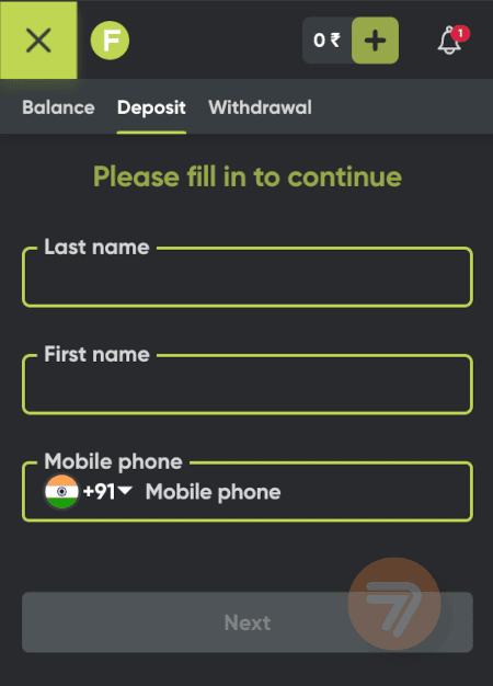 screenshot how to deposit step 2
