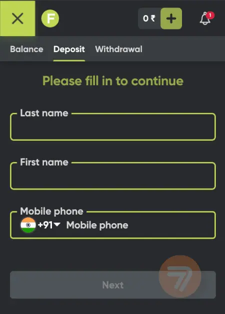 screenshot how to deposit step 2