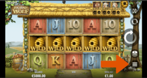 screenshot of slot showing where the paytable is located