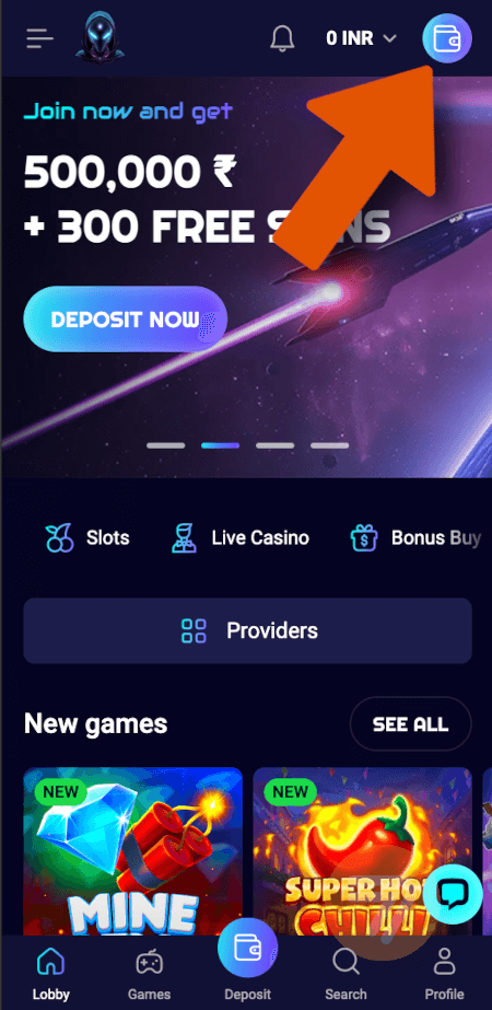 screenshot how to deposit step 1