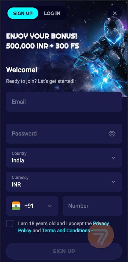 screenshot how to sign up step 1