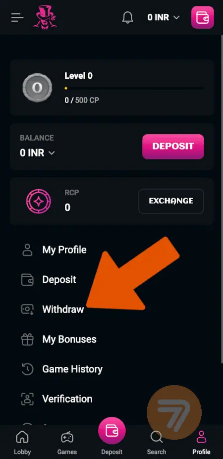 screenshot how to withdraw step 2