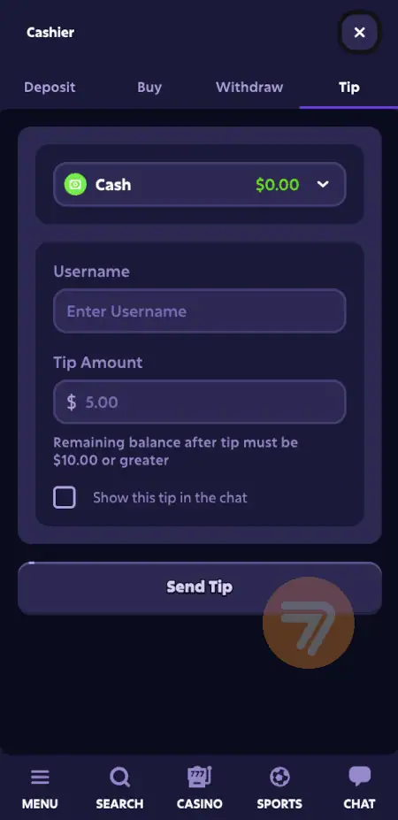 screenshot how to tip players