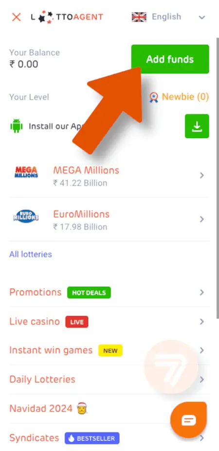Lotto Agent deposit step 2