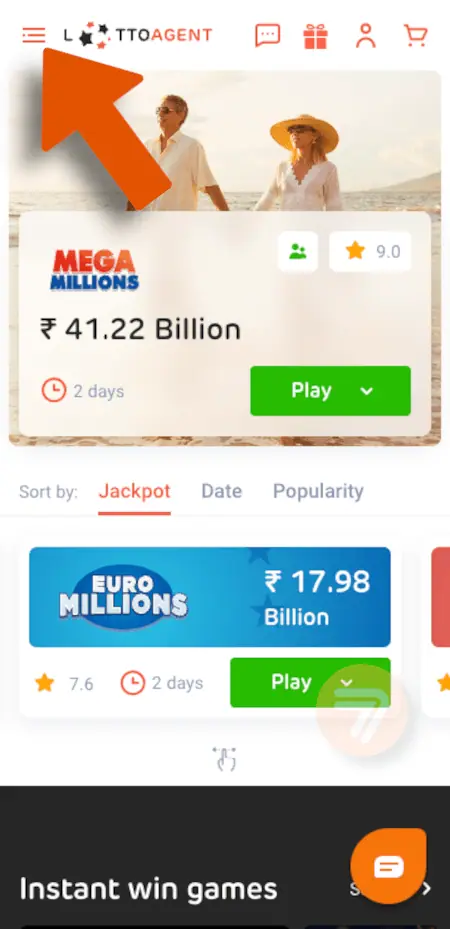 Lotto Agent deposit step 1